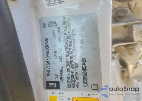 2021 Chevrolet Spark 1Lt z USA, uszkodzony, nr VIN KL8CD6SA0MC744060